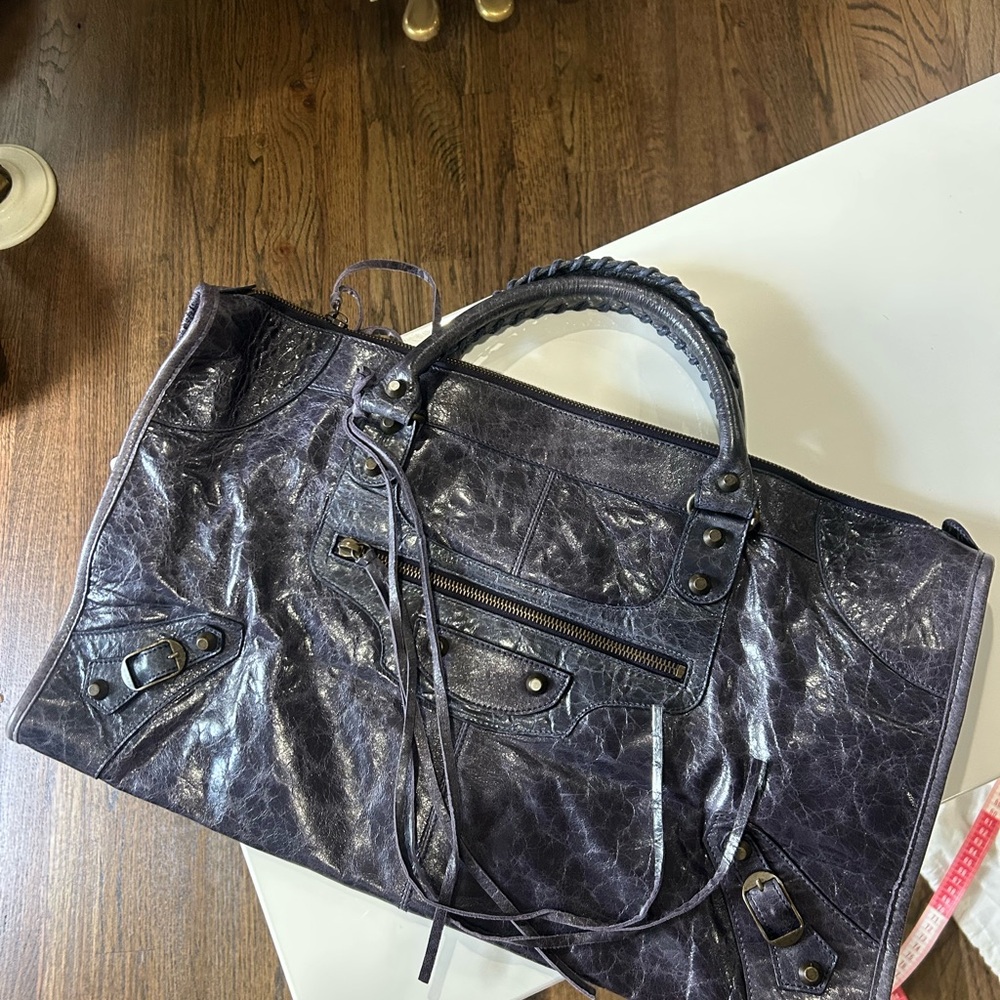 Balenciaga Classic Women's Blue Leather Satchel Bag